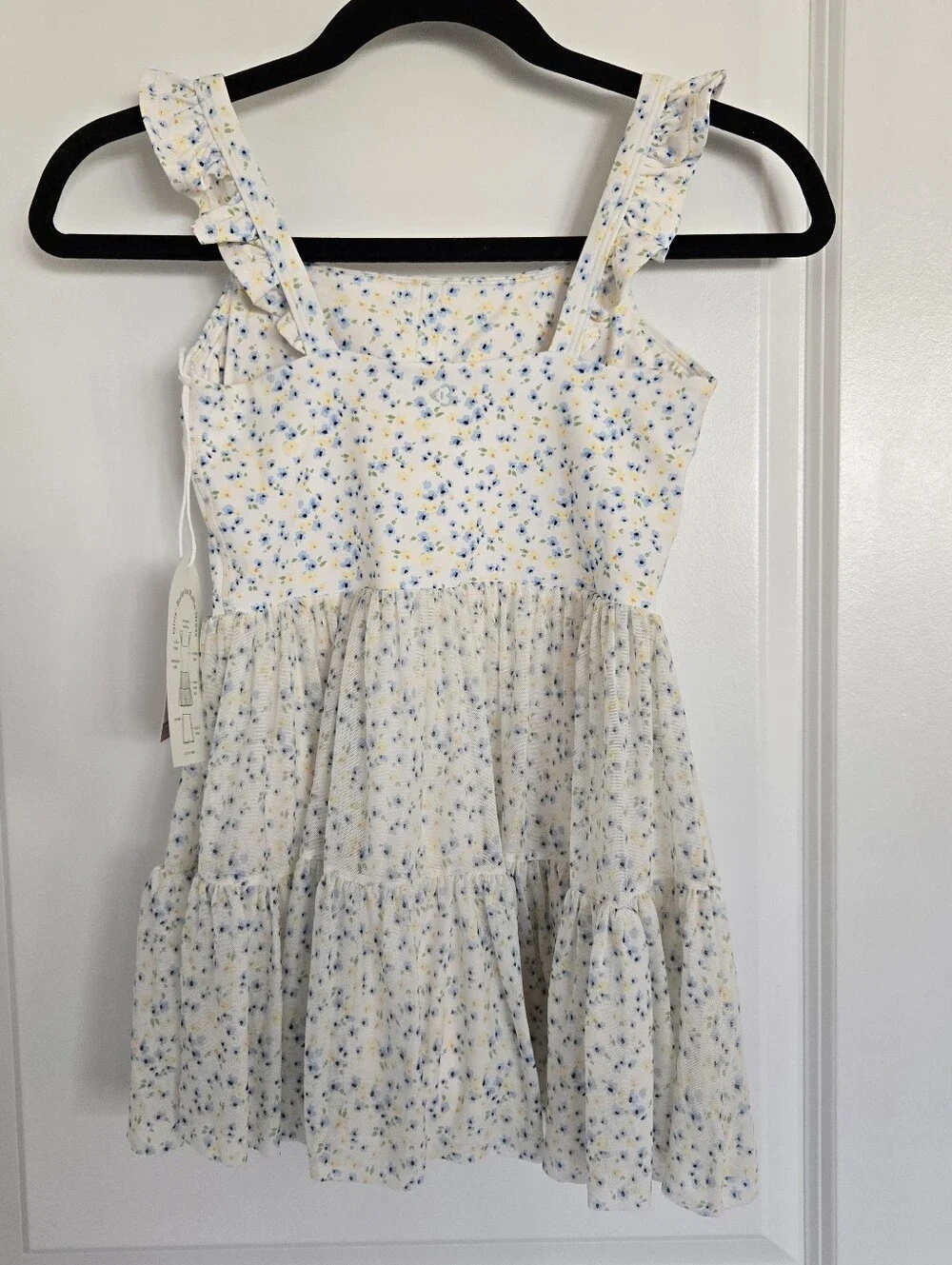 NWT Blogilates Girls' Mommy & Me Ballerina Ruffle Dress - White Floral Print